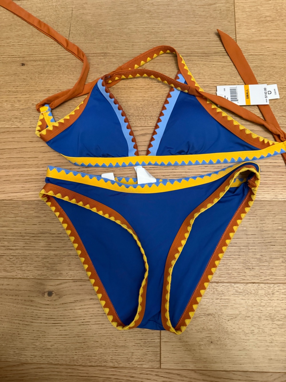 Avila Colorblock Cross-Back Triangle Swim Top and Bottoms Size Small